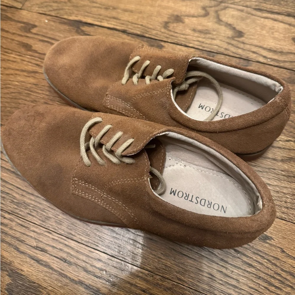 Nordstrom Boys Brown Suede Lace-Up Oxford Shoes Size 5M Casual Dress Derby